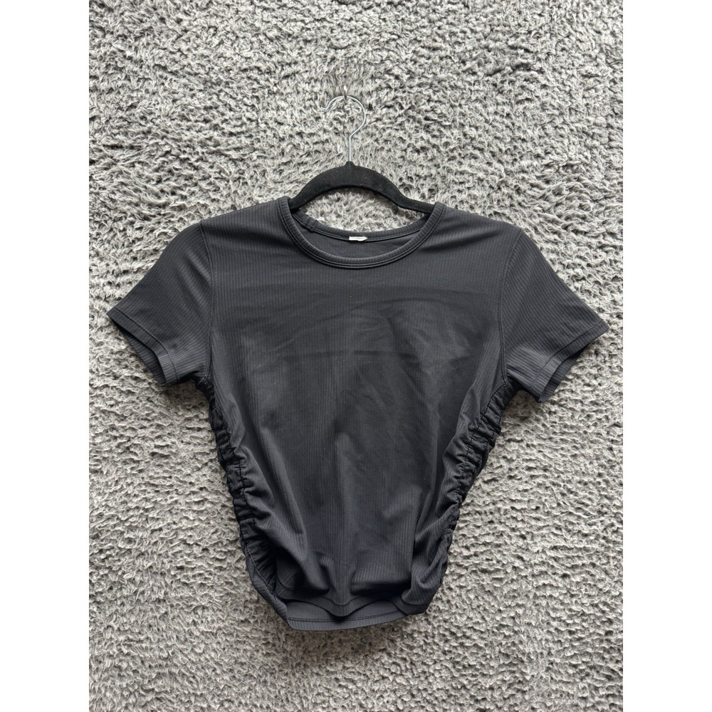Lululemon Run off Route Short Sleeve Slim-Fit Running Active Shirt Black Sz 6-8